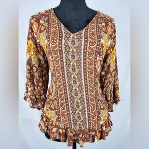 Cynthia Rowley Floral Boho Peasant Top